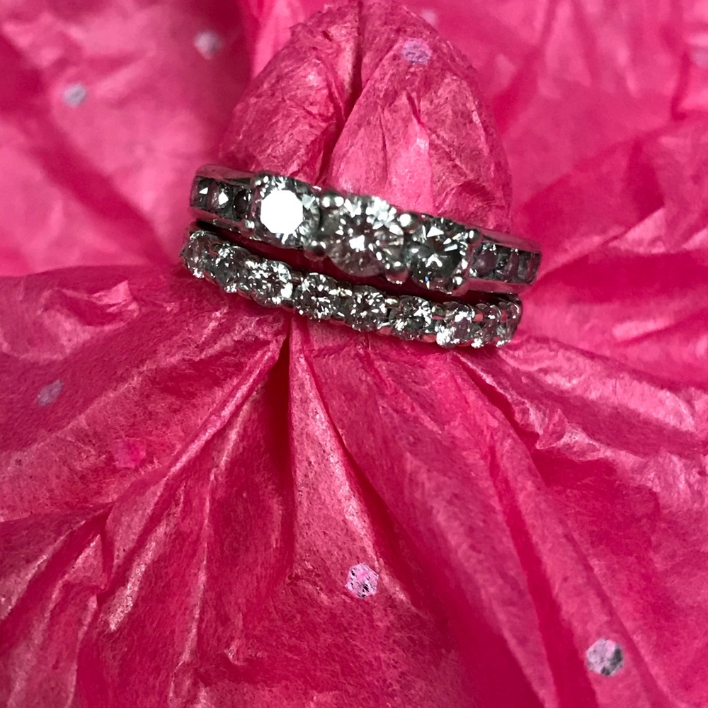Diamond engagement wedding anniversary set